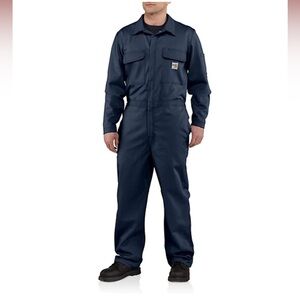 Carhartt: Men's 101017 410 Navy Blue Flame Resistant Cotton Twill Coveralls
